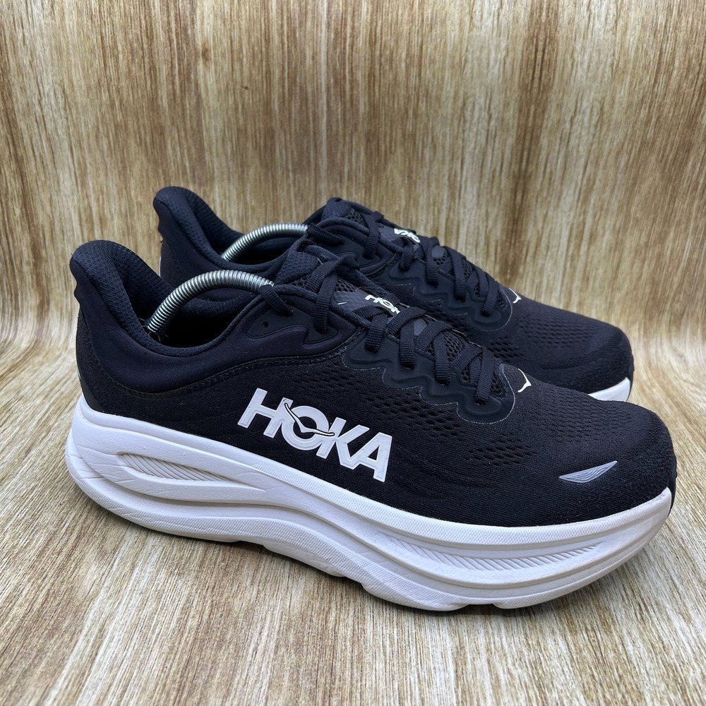 Hoka One One Bondi 9 Running Shoes Men's Size 11.5 2E Black White 1162013 BWHT
